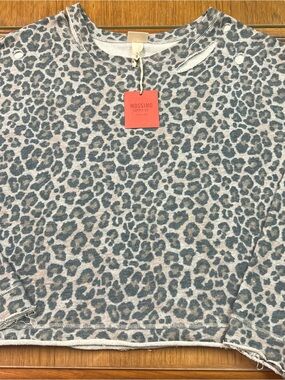 NWT Mossimo distressed silver print leopard sweatshirt XL